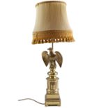 A late 20th Century cast brass eagle-form table lamp, 59 cm to top of fitting