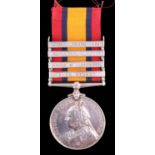 A Queen's South Africa Medal with four clasps to 5330 Pte W E Rooke, 1 Border Regiment
