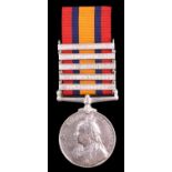 A Queen's South Africa Medal with five clasps to 5450 Pte C D Lennard, 1st Border Regiment