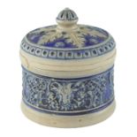 A 19th Century Westerwald Rhenish stoneware tobacco jar, of cylindrical form and having