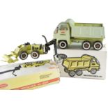 Two boxed Tonka tinplate toys, comprising a Hydraulic Dump No 2585 and a Mini-Tonka Trencher No