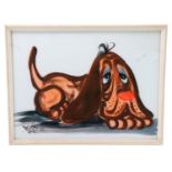 Gianni Beccafichi A 1950s reverse painted glass caricature of a blood hound, signed lower left,