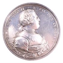 A George II Duke of Cumberland Battle of Culloden victory medal by Yeo, white metal, obverse an