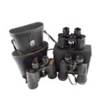 Three pairs of late 20th Century cased binoculars; Tecnar, 16 x 50, Chelcam De-luxe, 8 x 30 and