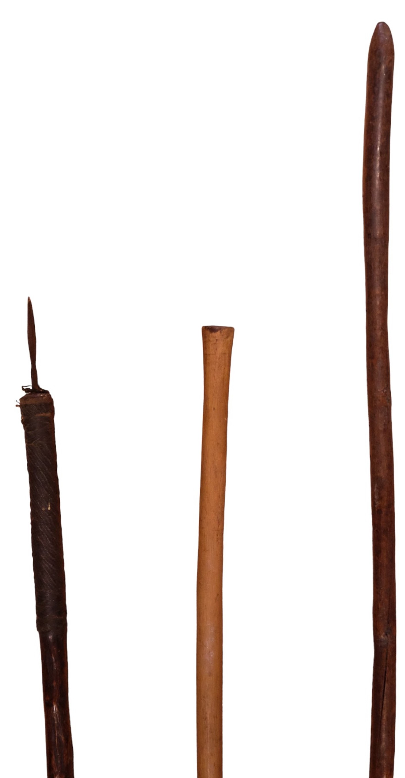 Three antique Zulu / Nguni spears, comprising an Iklwa stabbing spear and two isijulas, respectively - Image 3 of 3