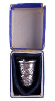 A boxed George V silver thimble by Charles Horner, No.9, Chester, 1913