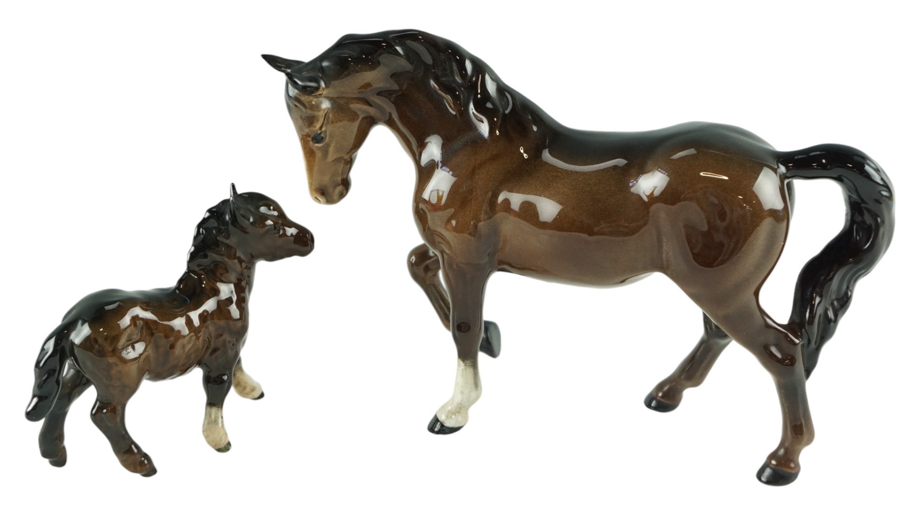 A Beswick horse together with a Shetland pony, former 15 cm