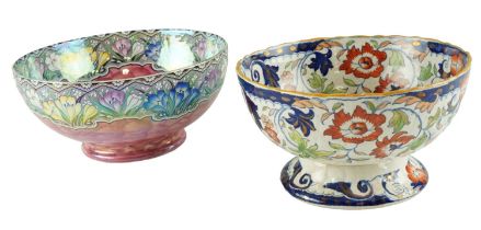 A late 19th Century Amherst Japan Ironstone transfer decorated footed bowl together with a Maling