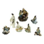 A group of Chinese Shiwan figurines, late 20th Century, tallest 21.5 cm