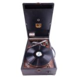 A His Master's Voice portable gramophone