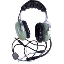 A set of vintage aircrew headphones with boom mic