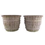 A pair of pre-cast garden planters, 34 cm x 28 cm