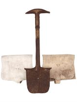 A Victorian British army 1882 Entrenching Implement together with a pair of buff leather