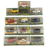 13 classic Corgi model die-cast cars, vans, etc, boxed, including a Morris Minor and Jaguar MK 2