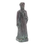 A small verdigris and bronze patinated statuette of Dante, 12.5 cm