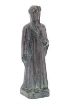 A small verdigris and bronze patinated statuette of Dante, 12.5 cm