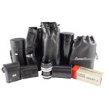 A large quantity of cased Canon and Tamron lenses together with a Vivitar MC Tele Converter,