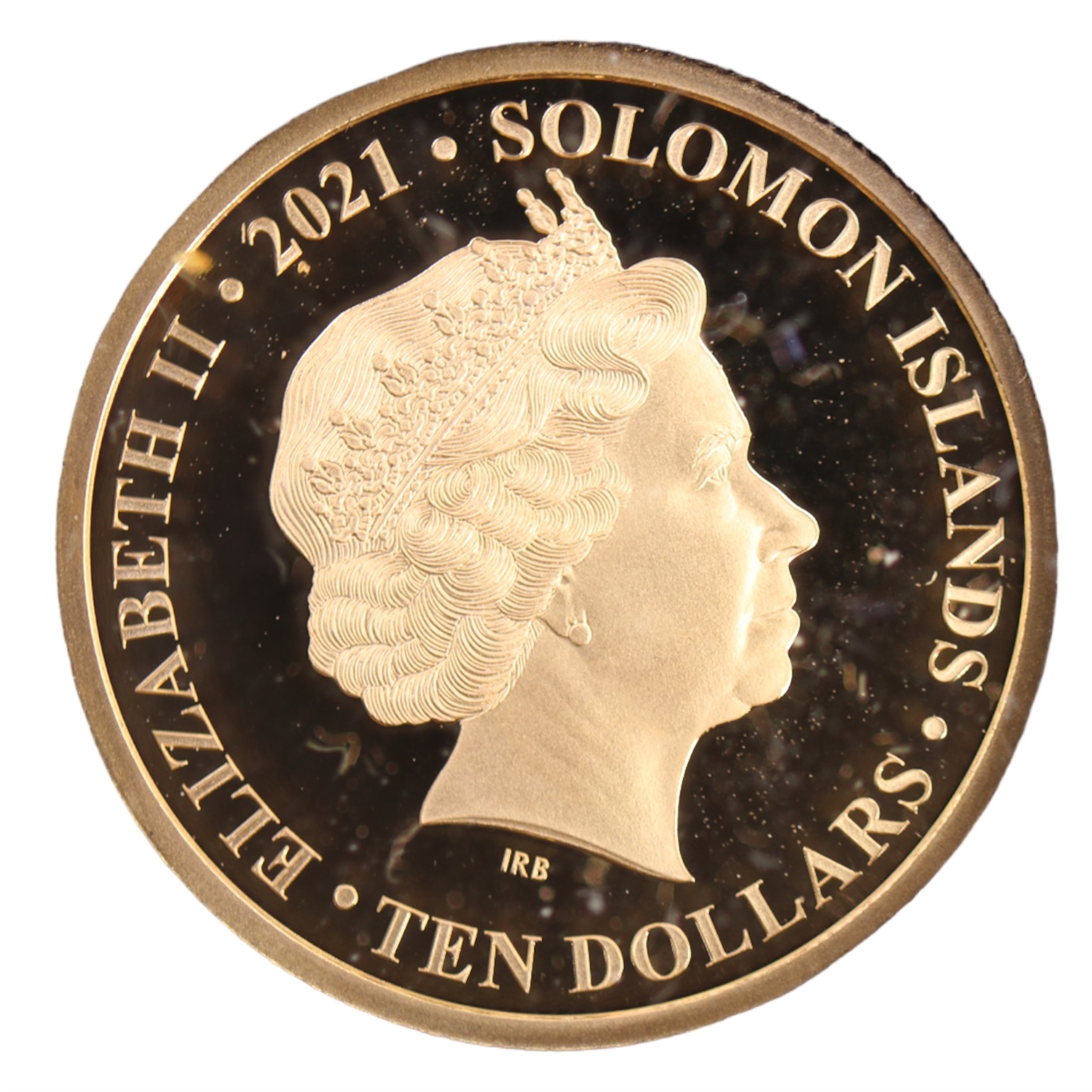 A cased 2021 Queen Elizabeth II commemorative proof gold coin, 8 g