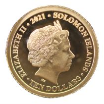 A 2021 Queen Elizabeth II commemorative gold proof coin, 0.5 g