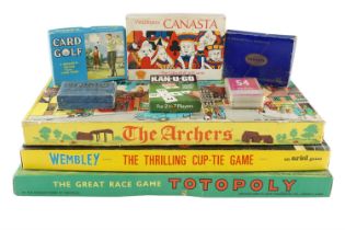 A quantity of vintage games including Totopoly, Wembley, The Archers, Krimo, Card Golf, etc