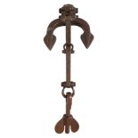 A brass precise miniature scale model ship's Hall pattern anchor, 18 cm to head