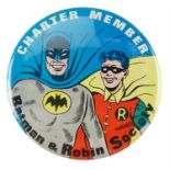 [ Bat Man ] A 1960s Batman & Robin Society Charter Member large button badge, 8.5 cm