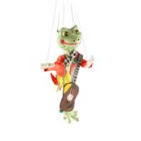 A boxed 1963 Pelham Puppet Frog, 32 cm excluding t-bar and strings