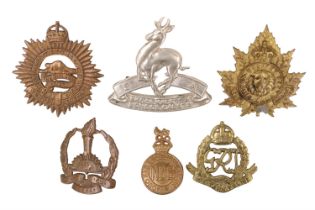 A small group of Dominions cap badges