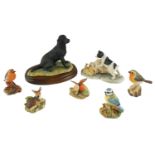 Border Fine Arts figurines: Black Labrador, Jack Russel and Mouse, Robin, Morning Mist, Gardener's