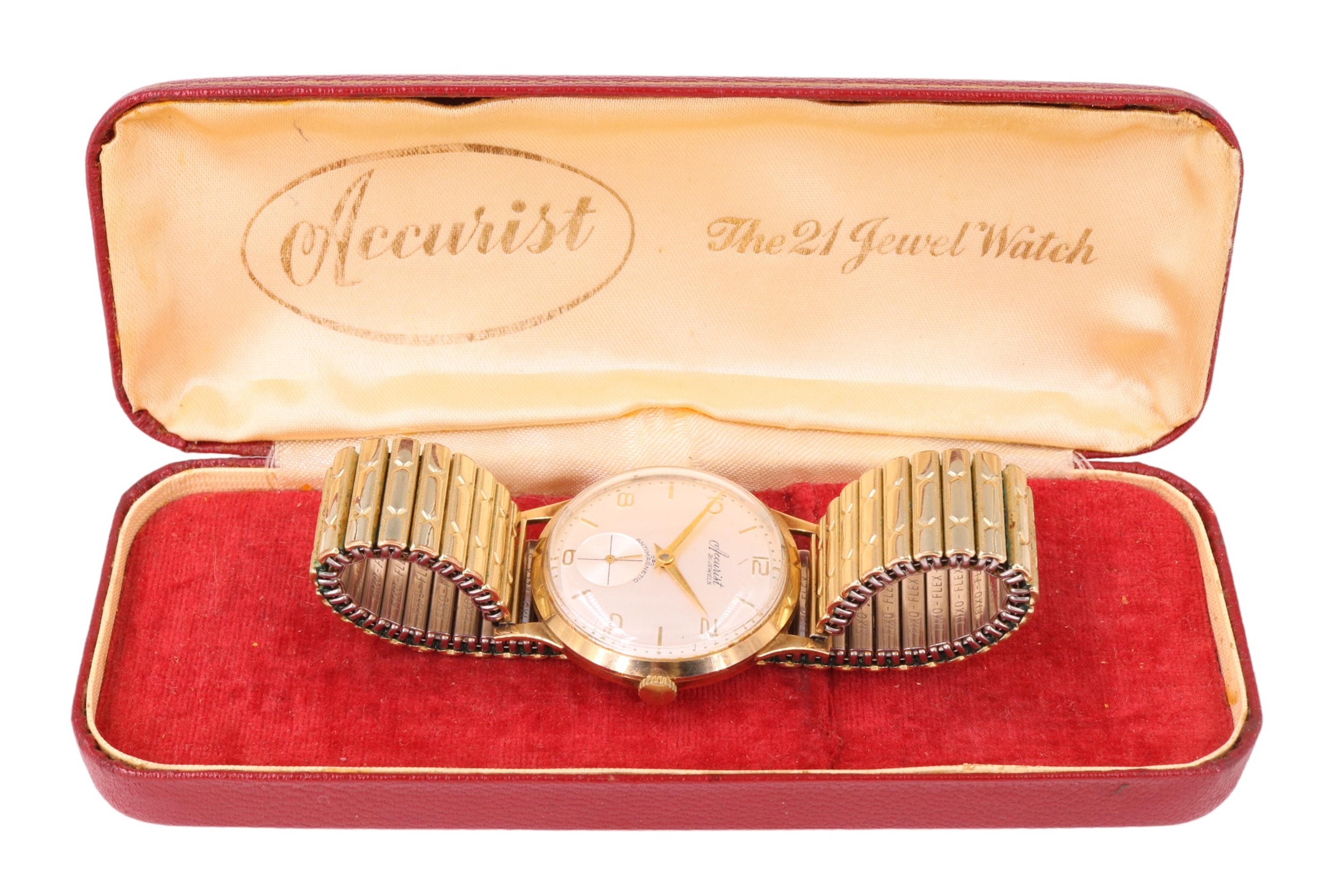 A cased 1960s Accurist 9 ct gold wristwatch, having a crown-wound 21 jewel movement, gilt dauphine - Image 6 of 6