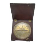 A George III magnetic compass by Bowie of Newcastle, 13 cm x 14 cm