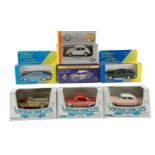 A group of boxed diecast toy cars, including ERTL Vintage Vehicles, Trax Australia, Gama, and a