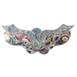 A Mexican white-metal turquoise and abalone brooch, 55 mm