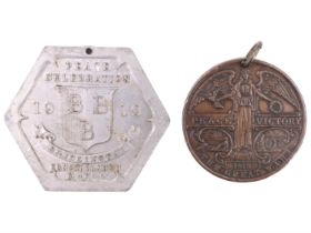 Two 1919 Armistice / Peace commemorative medallions