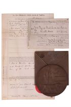 A Memorial Plaque, period and research documents pertaining to 8268 Corporal Ralph Lark, Machine Gun
