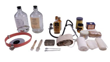 A quantity of 1940s and later First Aid and medical kit and equipment including a US Army human