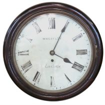 A Wheatley of Carlisle Victorian mahogany wallclock, having a fusee movement, the white painted dial