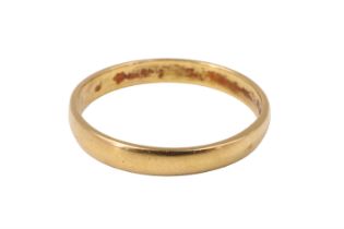 A 22 ct gold D section wedding band, Birmingham, 1979, 2.92 g, size P