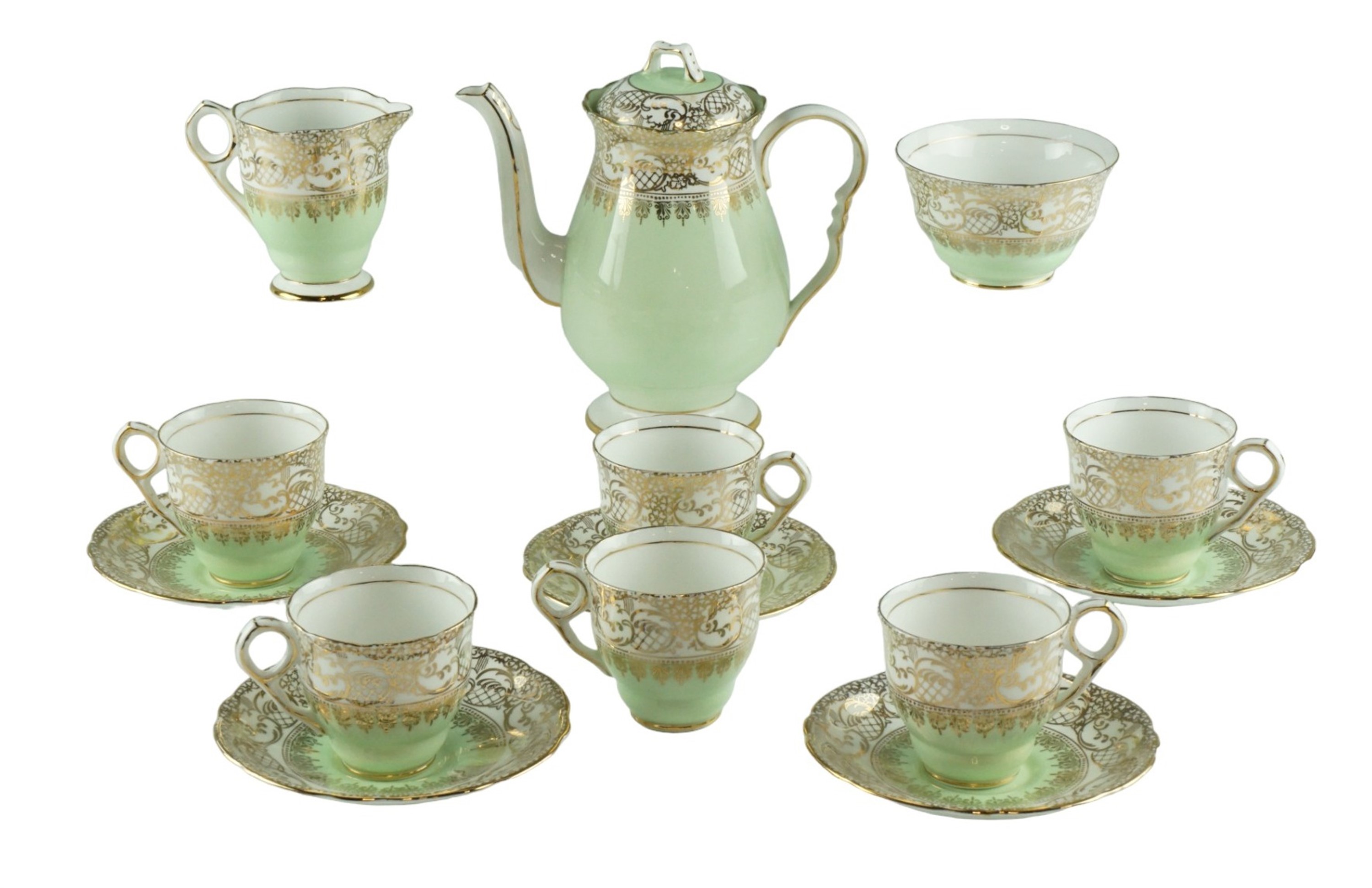A Royal Stafford gilt decorated tea set