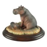 A Border Fine Arts Hippo and Baby, RW22, boxed, 12 cm