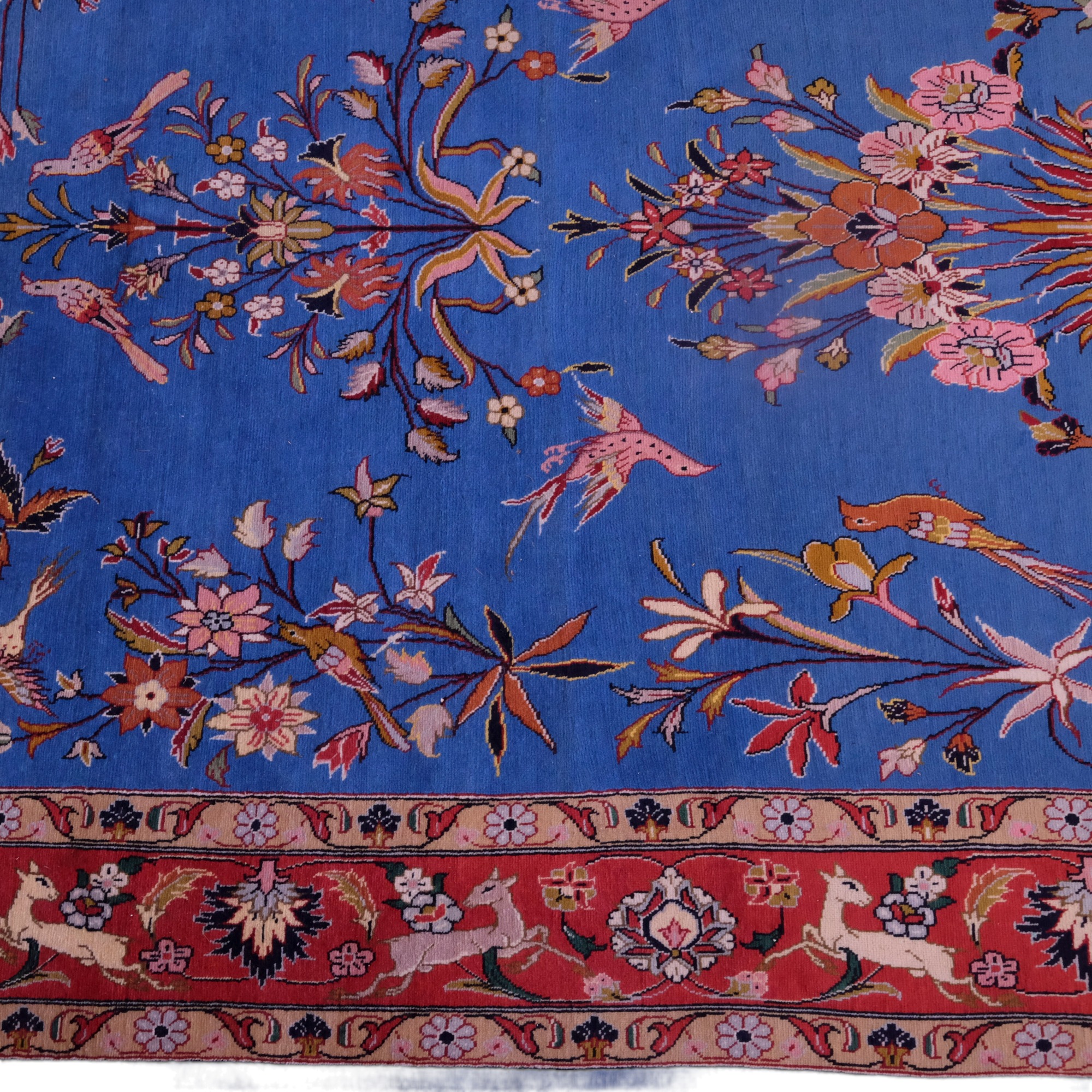 A very fine antique Persian Sarough / Zaronim hand-knotted wool-pile rug, decorated with deer, fawn, - Image 3 of 10