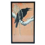 After Ohara Koson (1877 - 1945) A depiction of a crow perched on a snow covered branch set against
