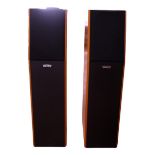 A pair of Tannoy Precision P30 Cherry floor-standing column speakers, having a three way infinite