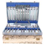 A John Elliot & Sons canteen of stainless steel cutlery together with another similar service