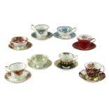 Eight cabinet cups and saucers including Royal Albert, Aynsley, etc