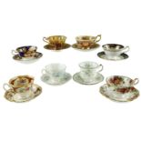 Eight cabinet cups and saucers including Royal Albert, Aysley, etc