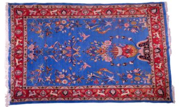 A very fine antique Persian Sarough / Zaronim hand-knotted wool-pile rug, decorated with deer, fawn,