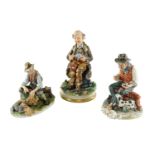 Three Capo-Di-Monte figurines, 30 cm tallest