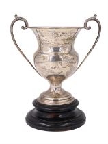 A 1920s silver two-handled trophy cup, engraved "Peterboro 1924. Harriers, Best 2 Couples of Dog