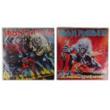 Iron Maiden "The Number Of The Beast" LP record, EMC, 1982, together with "A Real Live One", EMI,